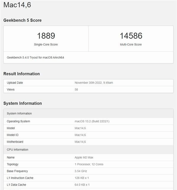 苹果12版本跑分对比:媲美i7-12700K！苹果M2 Max跑分首曝